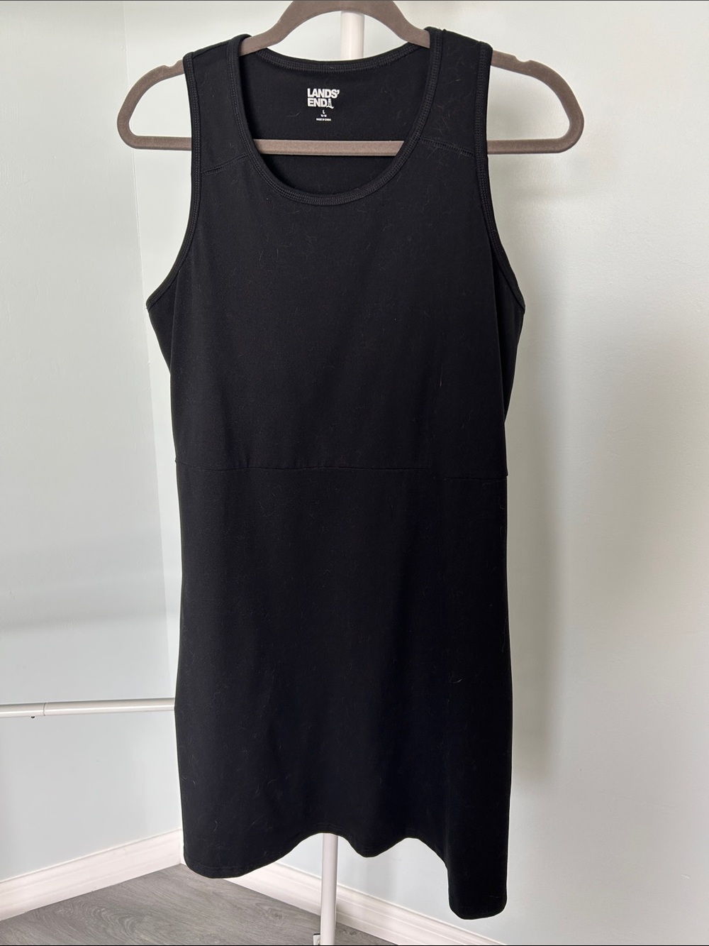 Lands' End Black Sleeveless Scoop-Neck Mini Dress